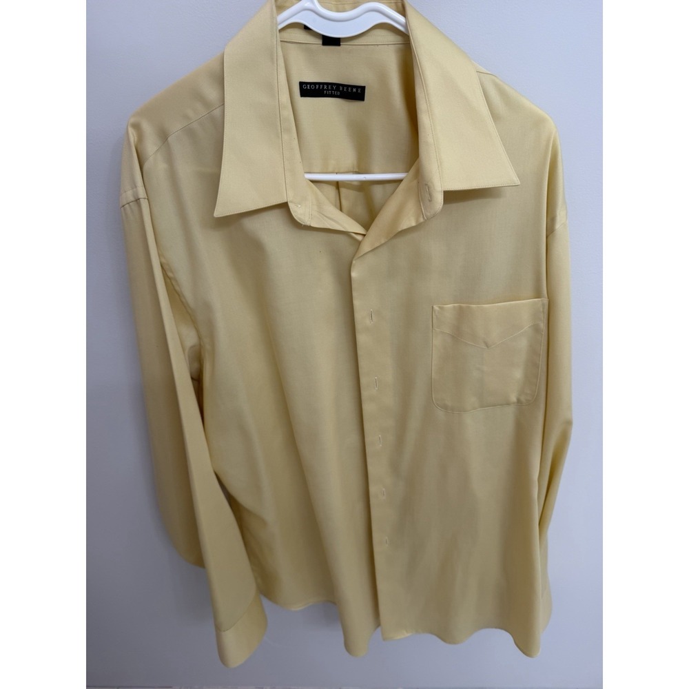 Geoffrey Beene Wrinkle Free Sateen Long Sleeve Dress Shirt Gold Xxl 18 34/35